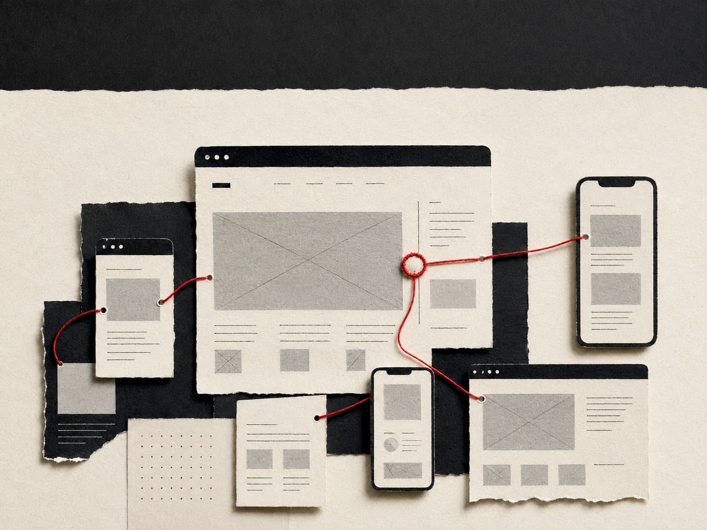 Il filo rosso collega le pagine di un sito nella brochure Digital Sisofo